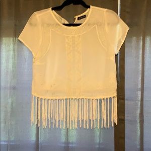 Beige fringe shirt